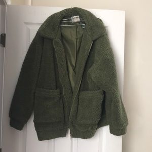 I am Gia olive green teddy coat